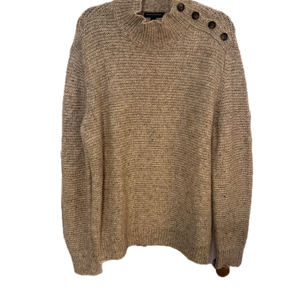 Banana Republic Tan Cowl Neck Sweater with Textured Knit